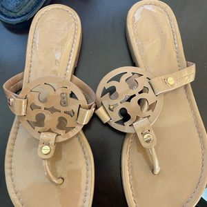 Tory Burch Sandals Tan Patent Leather